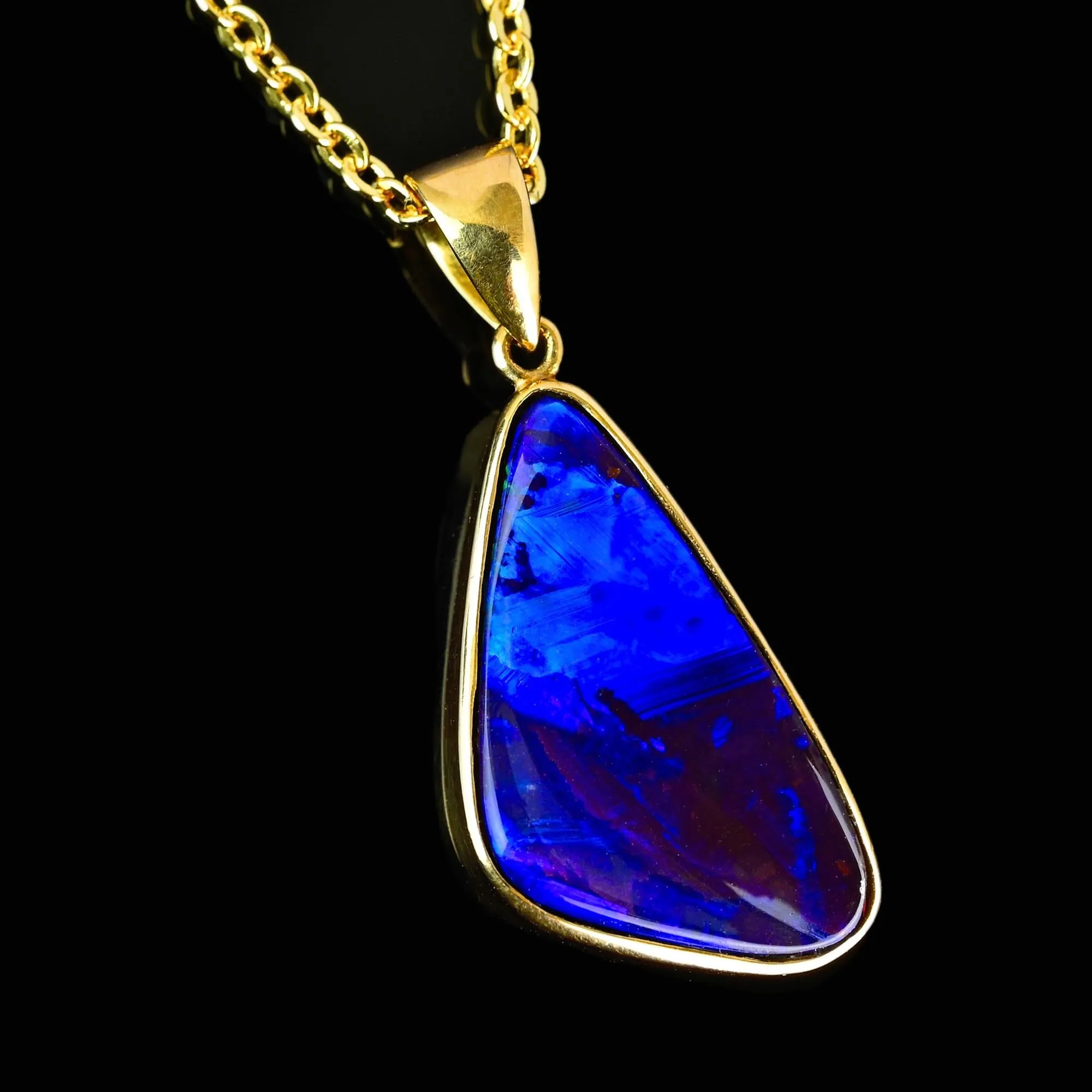 Vintage 18K Gold Free Form Boulder Opal Pendant