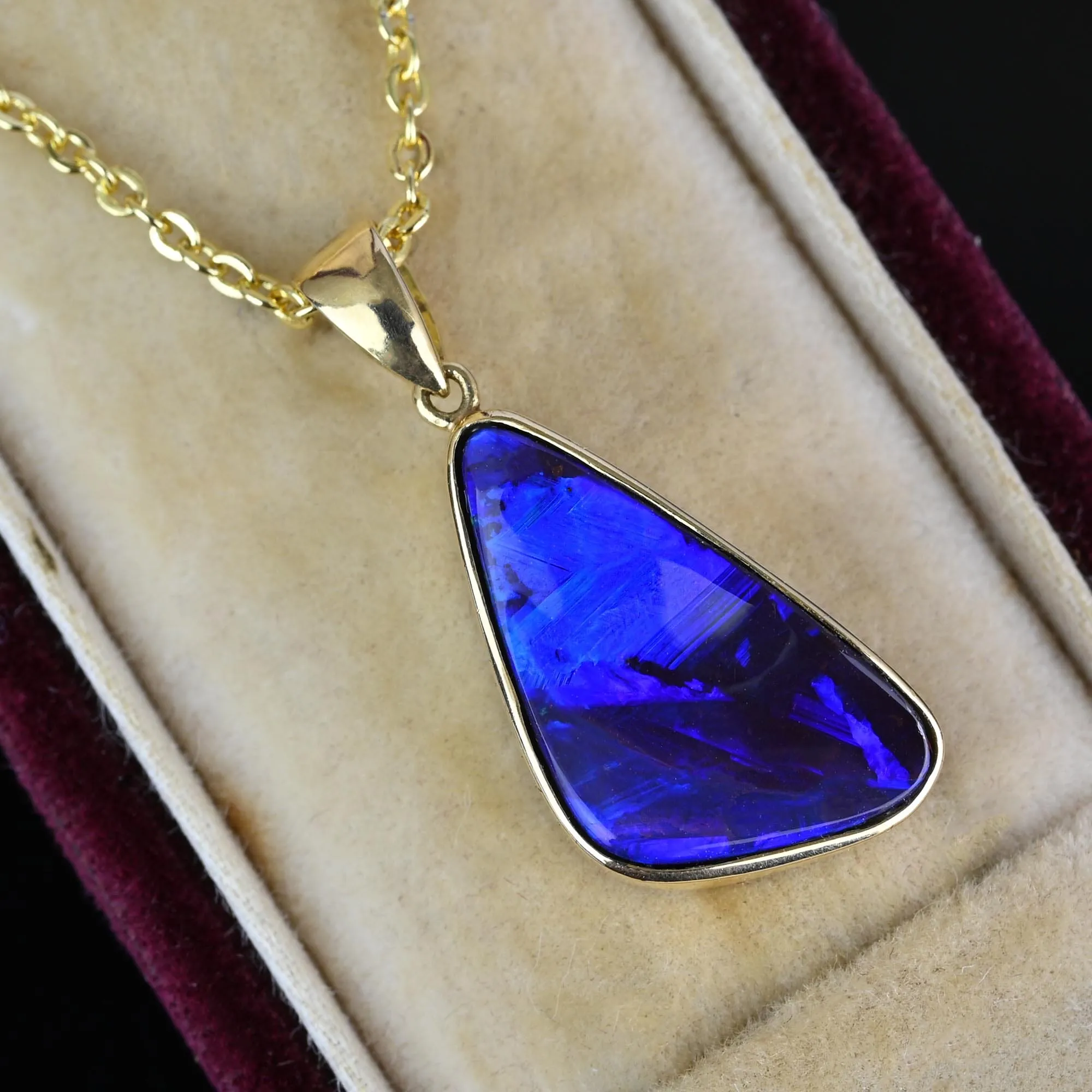 Vintage 18K Gold Free Form Boulder Opal Pendant