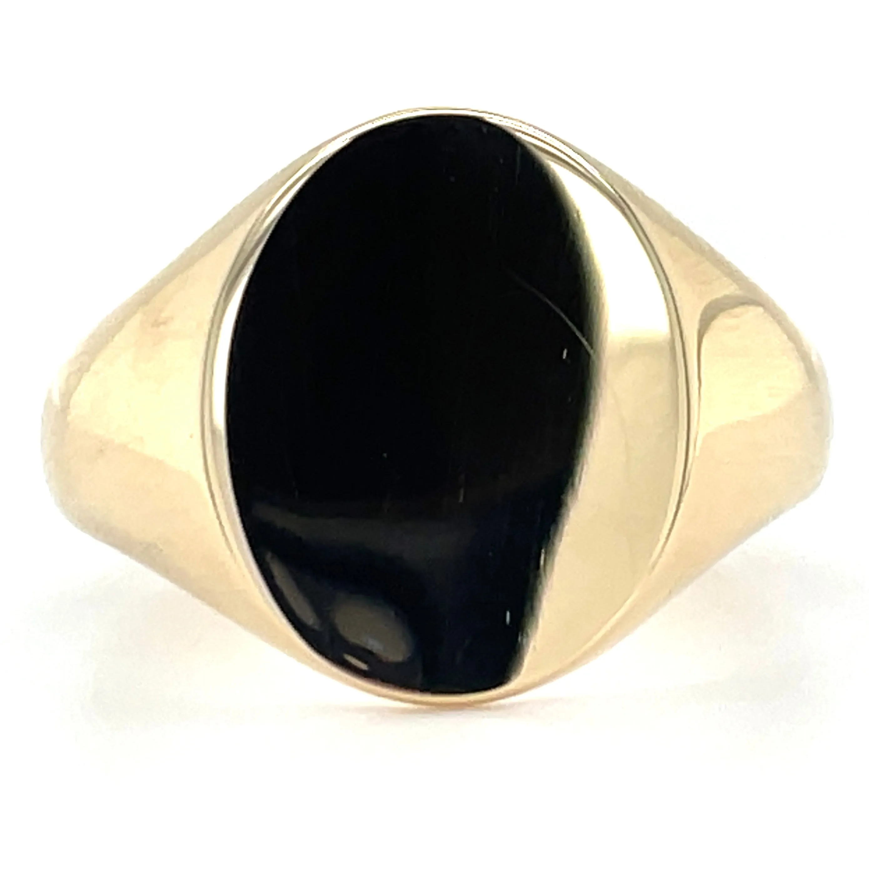 Vintage 9ct Yellow Gold Plain Oval Signet Ring