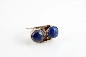 Vintage Silver and Double Lapis Lazuli Ring