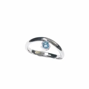 Wave Blue 14 kt white gold diamond ring