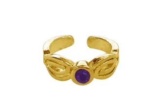 Weave with Stone Toe Ring - Gold