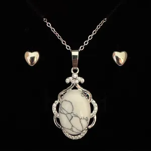 WHITE TURQUOISE FILIGREE PENDANT ONLY - FREE CHAIN & EARRINGS