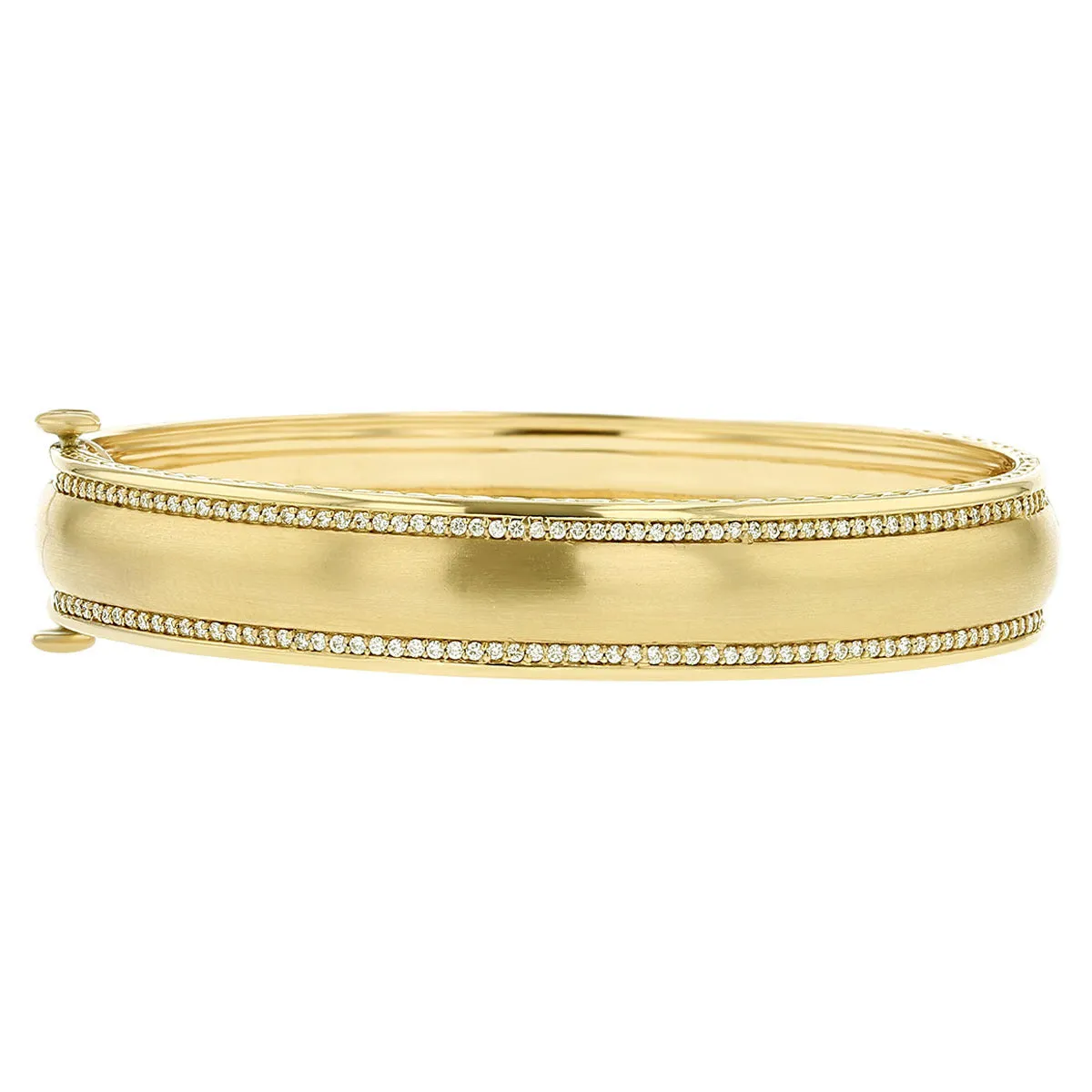 Wide Engravable Bangle with Diamond Edge