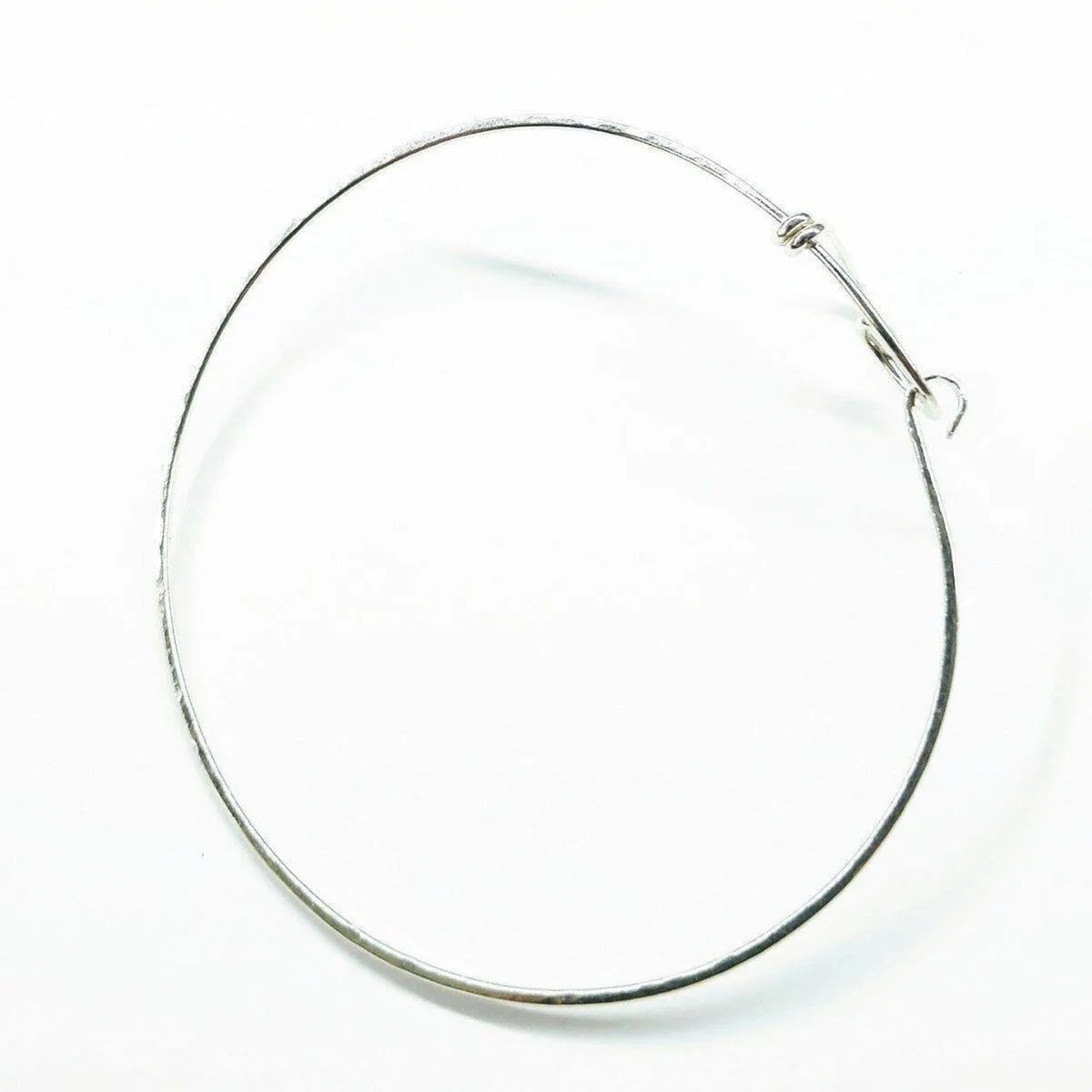 Wire Wrapped Heart Bangle in Sterling Silver