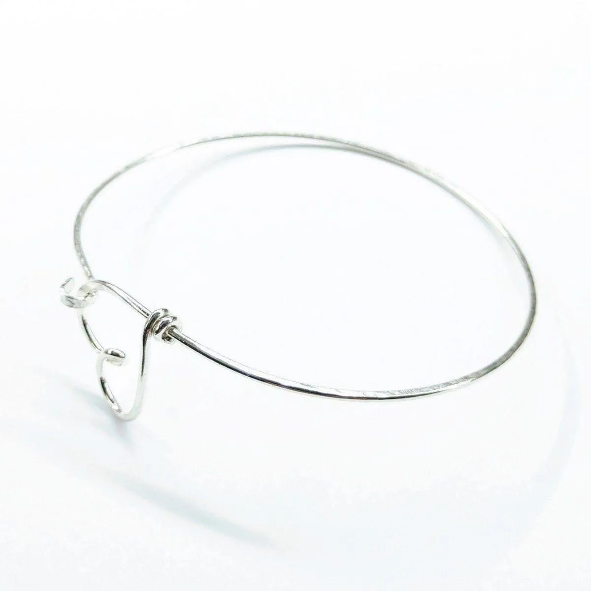 Wire Wrapped Heart Bangle in Sterling Silver