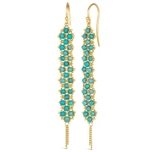 Woven Textile Earrings in Turquoise