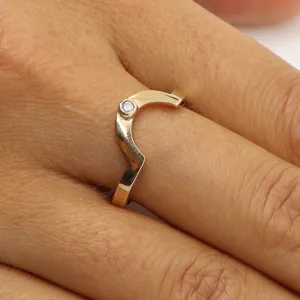 Yellow Gold Diamond Crescent Ring