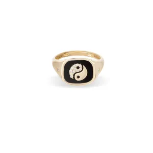 Zodiac Ceramic   Diamond Gemini Signet Ring