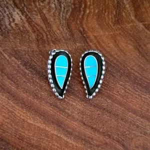 Zuni Made Turquoise Inlay Clip Earrings BB-ERN-0046